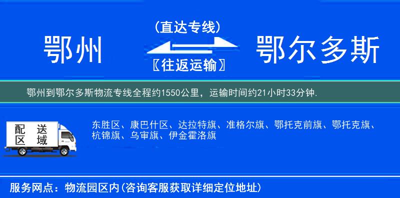 鄂州到鄂爾多斯物流專線