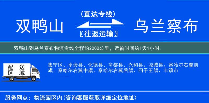 雙鴨山到烏蘭察布物流專線